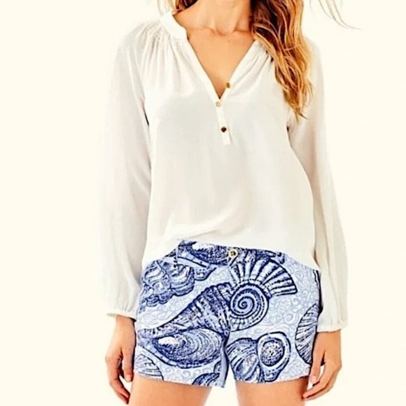 Lilly Pulitzer Callahan Blue Shell Print Shorts Size 2 - Picture 1 of 6